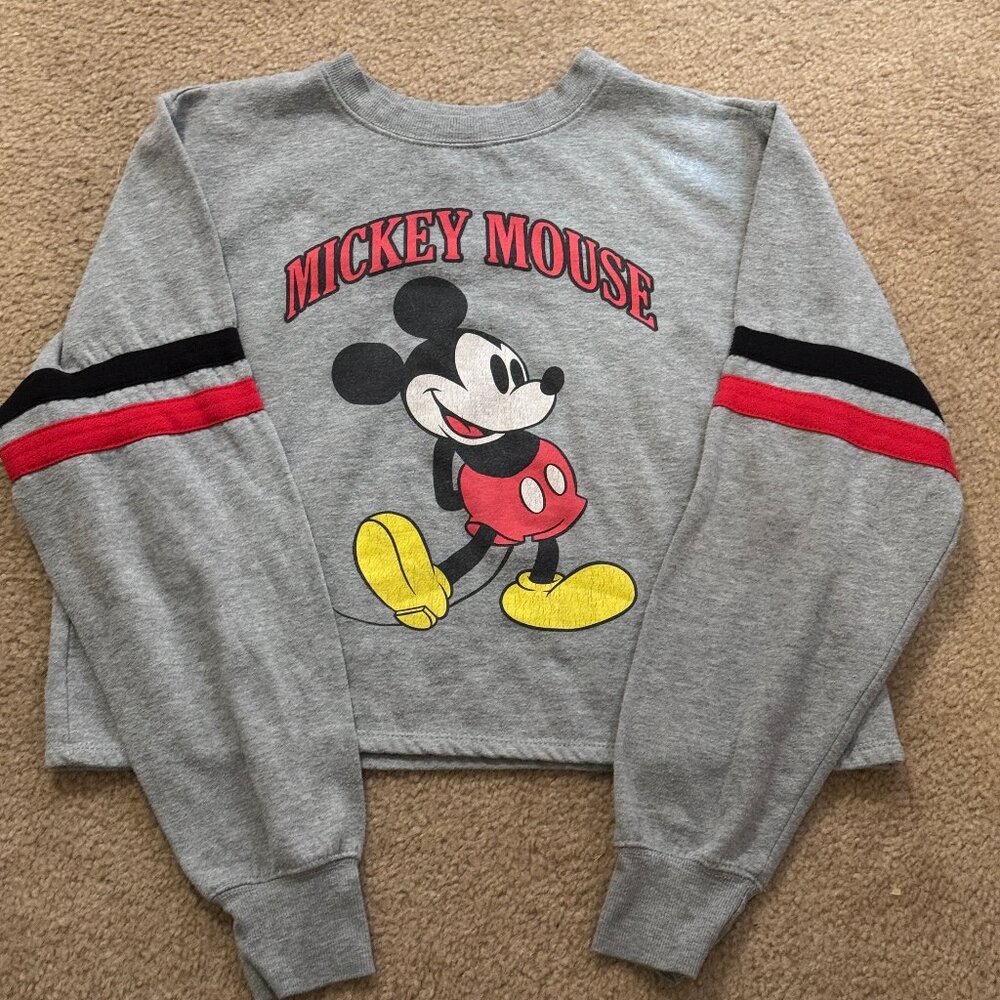 Cropped Sweatshirt-Grey-M-Mickey Mouse